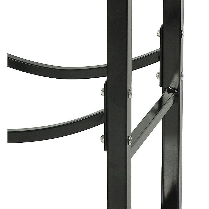 Sunnydaze Indoor/Outdoor Steel Fire Pit or Fireplace Firewood Log Rack Holder with Hooks - 32" - Black