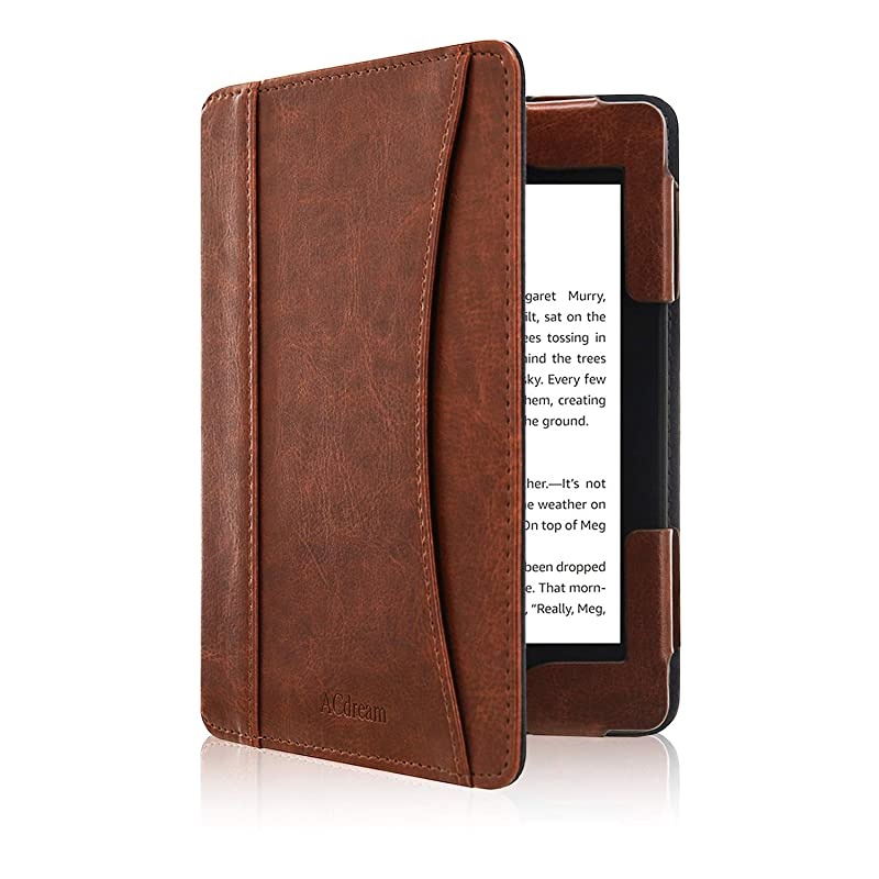 Case Fits All-New Kindle 10th Generation 2019 and 8th Gen 2016 ONLY (NOT FIT Kindle Paperwhite/Kindle Oasis), Folio Smart Leather Cover with Auto Wake Sleep & Front Pocket, Brown