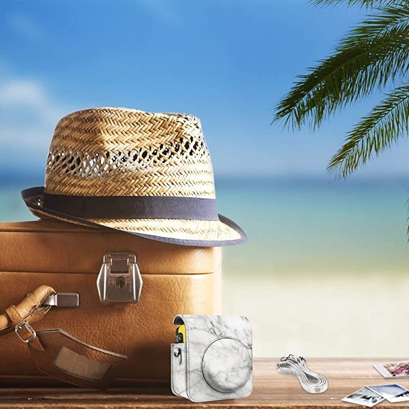 Protective Case for Fujifilm Instax Mini 70 - Premium Vegan Leather Bag Cover for Fujifilm Instax Mini 70 Instant Film Camera with Removable Adjustable Strap, Vintage Black