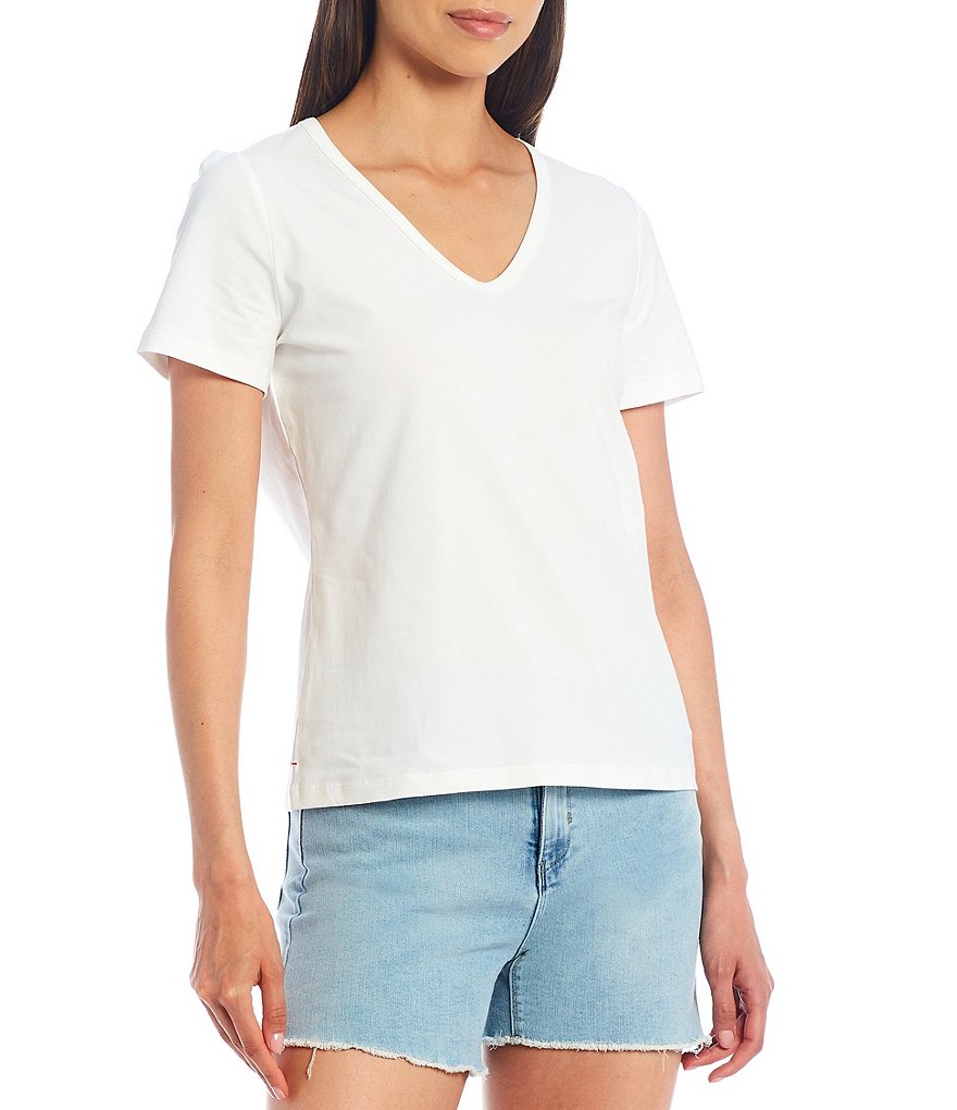 A Loves A Short Sleeve V-Neck Rib Knit Tee