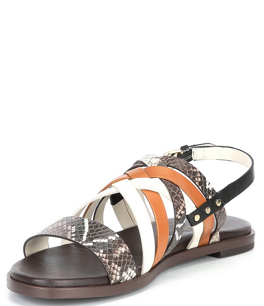 Cole Haan Francie Leather Snake Print Color Block Sandals