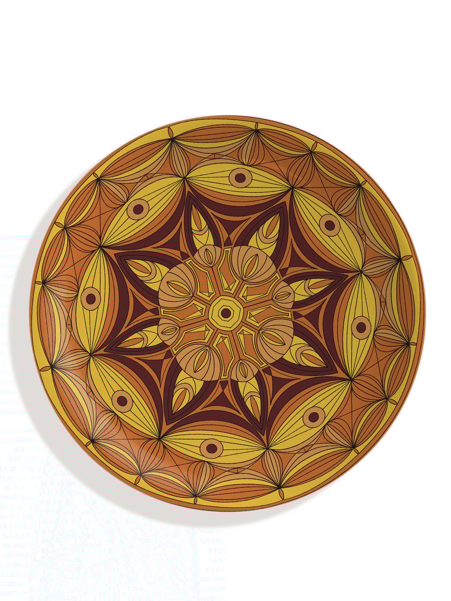 Nestroots Brown Sugar Serenity Artistry Mustard & Maroon Porcelain&iquest;Decorative Wall Plate