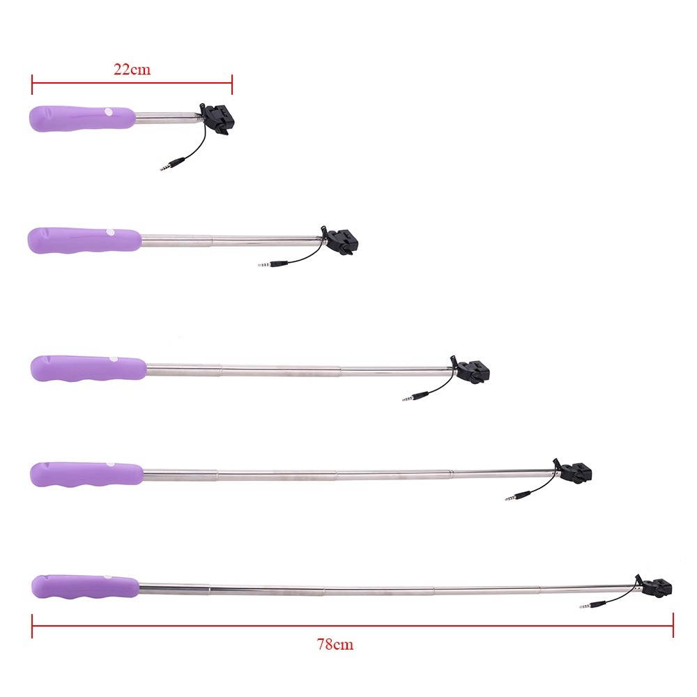 Wired Cable Remote Shooting Control Shutter Telescoping Extending Pole Selfie Monopod Stick Holder 180&deg;