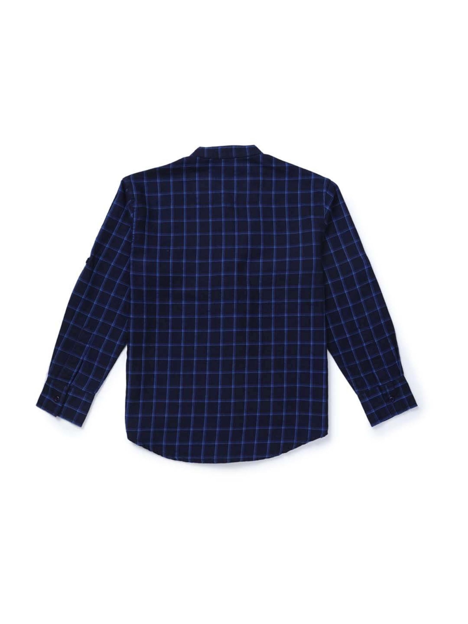 Gini & Jony Kids Navy Cotton Chequered Full Sleeves Shirt