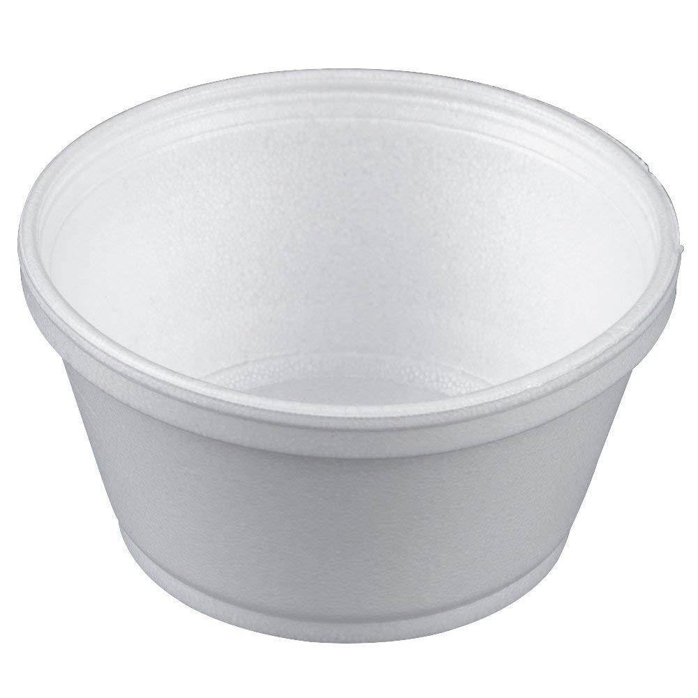 DART 8SJ20 Foam Container, 8oz, White, 1000/Carton