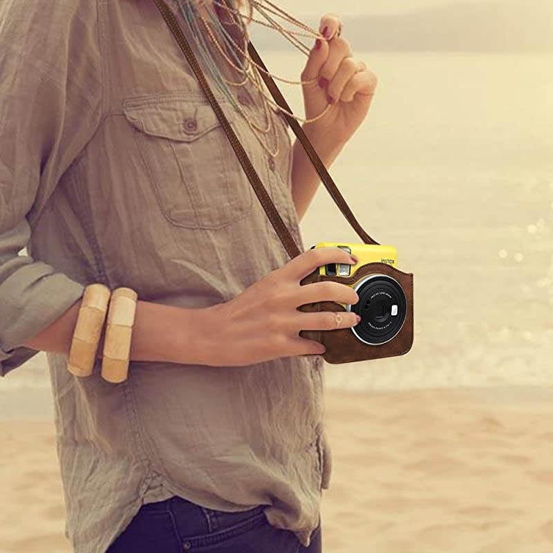 Protective Case for Fujifilm Instax Mini 70 Premium Vegan Leather Bag Cover for Fujifilm Instax Mini 70 Instant Film Camera with Removable Adjustable Strap Vintage Brown