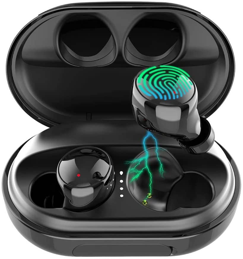 Wireless Earbuds Bluetooth 5.0 Headphones, 120H Playtime Deep Bass Stereo Sound Earbuds with Microphone, IPX8 Waterproof Headphones with Charging Case for Sports