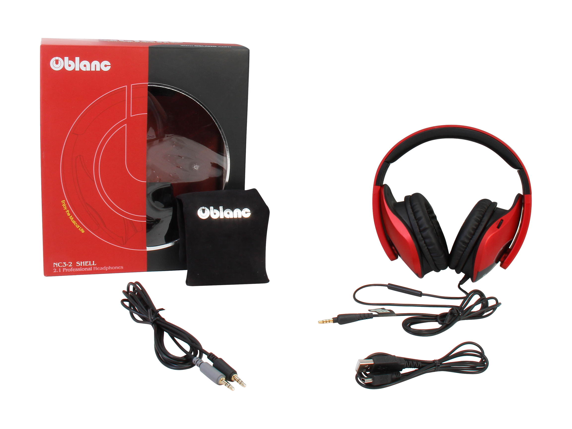 Oblanc SHELL210 Dual Driver Speaker Headset, 2.1 Listening Experience for Gamers, Red