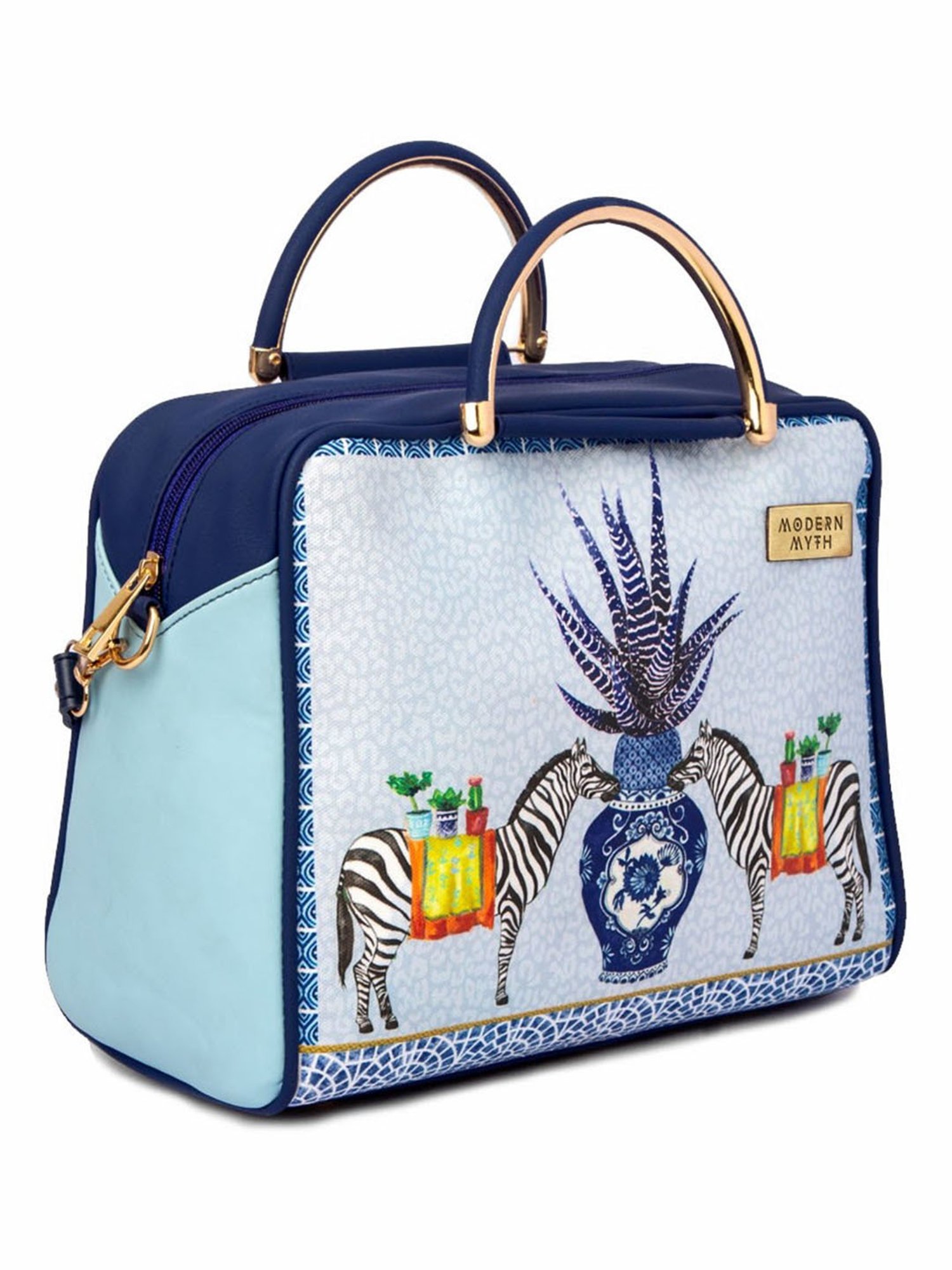 Modern Myth Blue Printed Medium Cross Body Bag