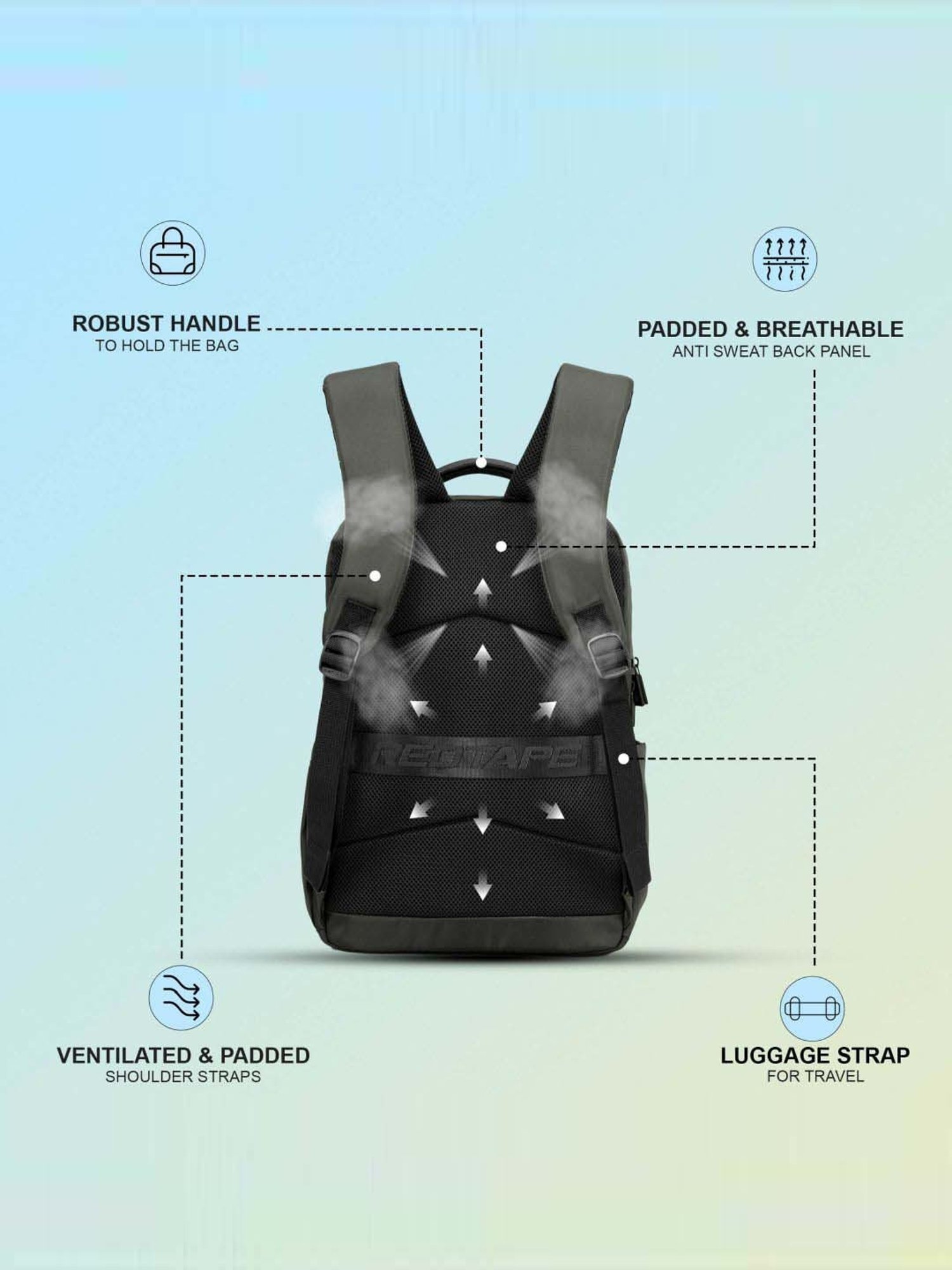 Red Tape 28 Grey Large Laptop Backpack