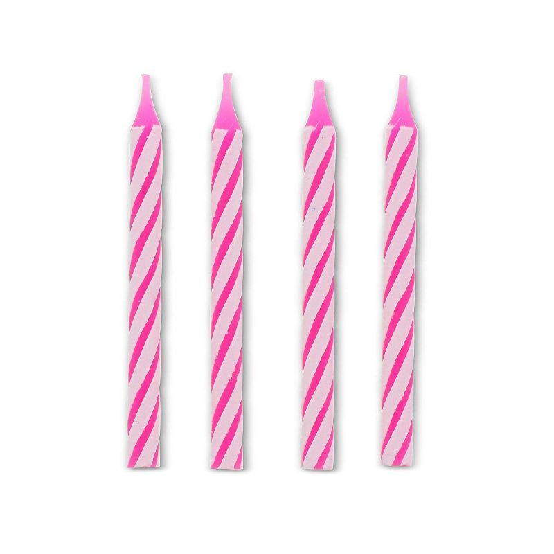 Blue Panda 96-Piece Letter O and Colored Stripes Birthday Cake Candles Set with Holders for Party Decorations