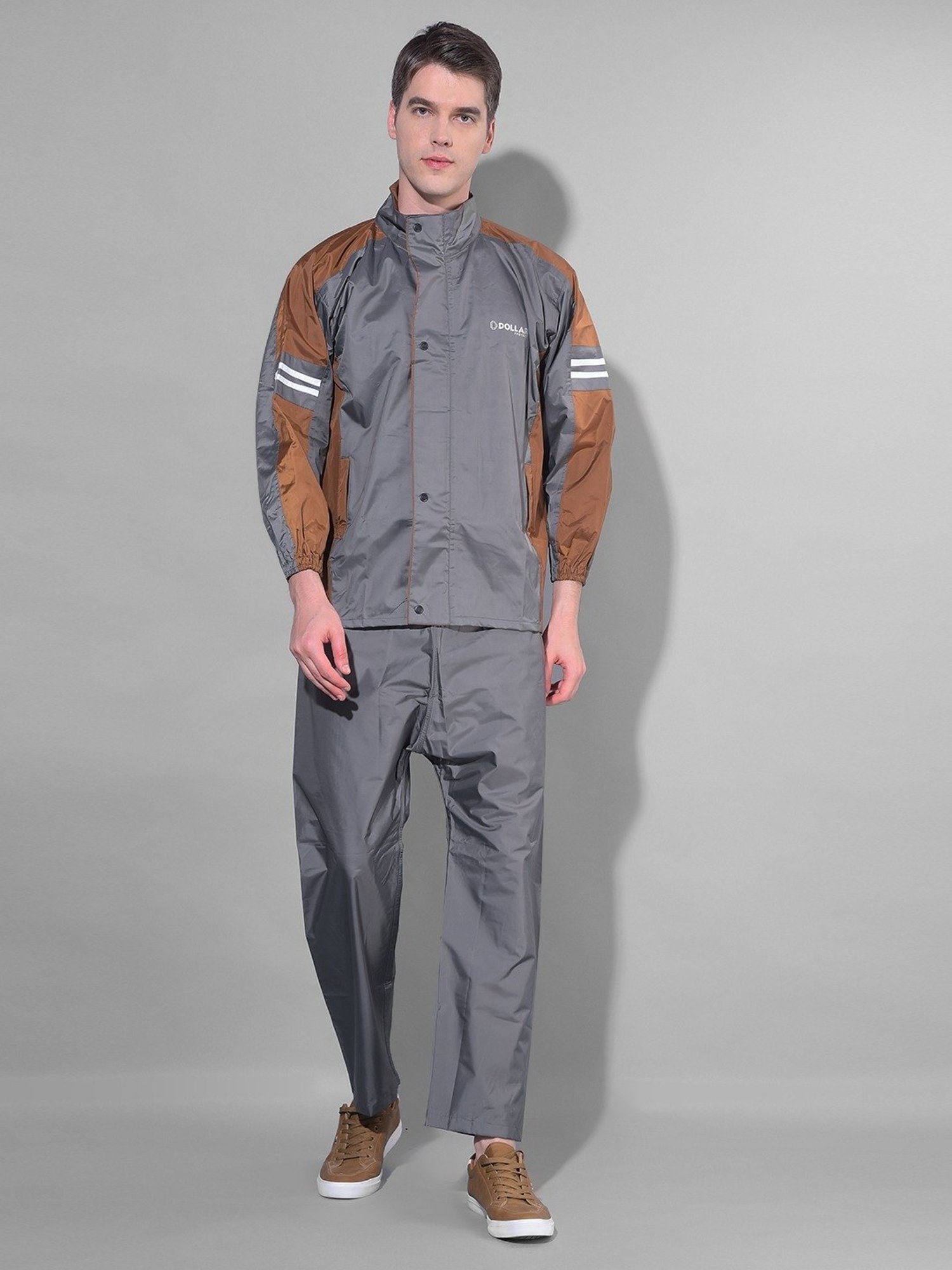 Dollar Grey Regular Fit Colour Block Raincoat Set