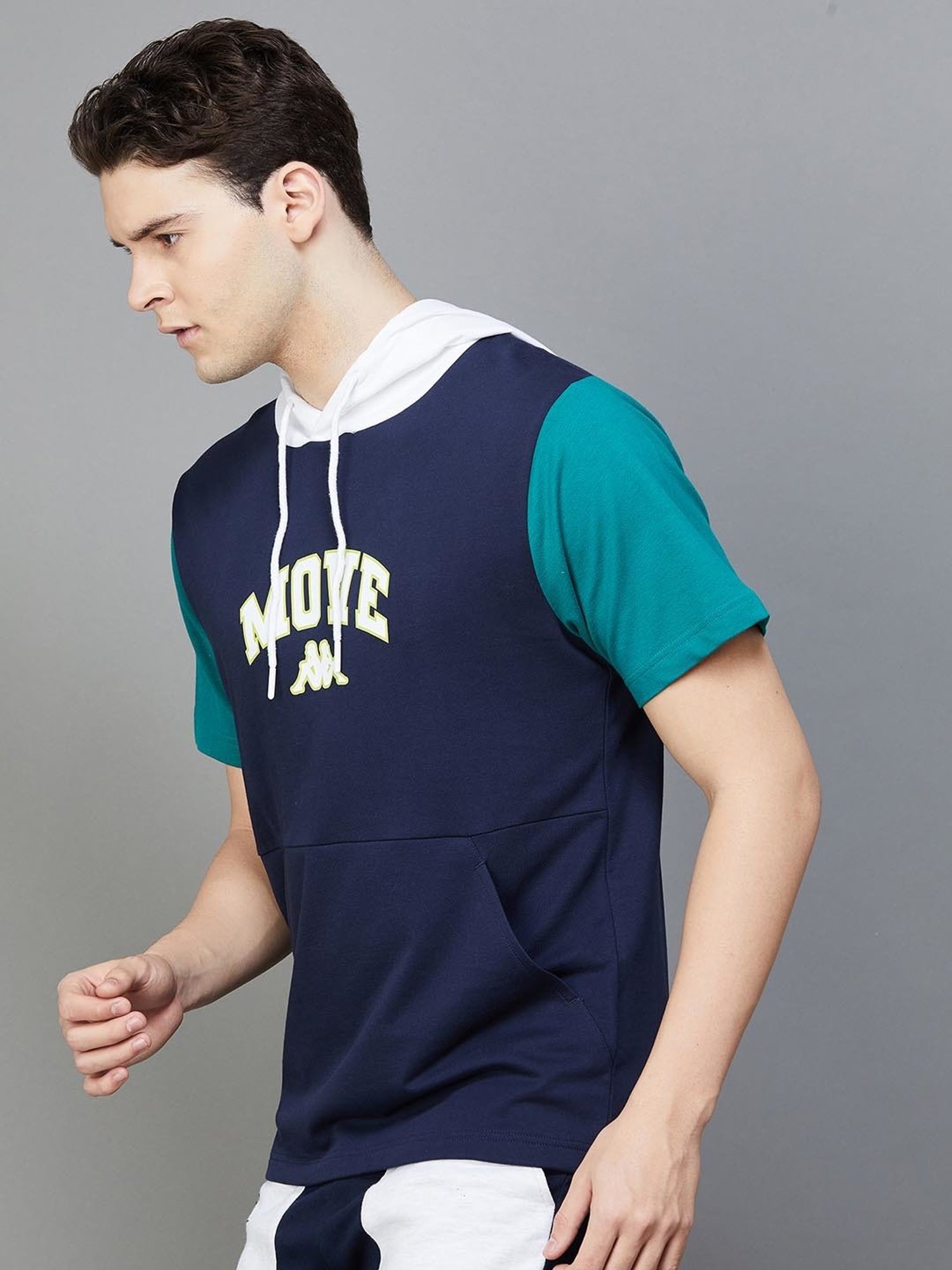 KAPPA Navy Regular Fit Printed Hooded Sweatshirt