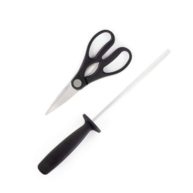 Oster Hensley 14 Piece Stainless Steel Cutlery Set in Black Walnut with Storage Block