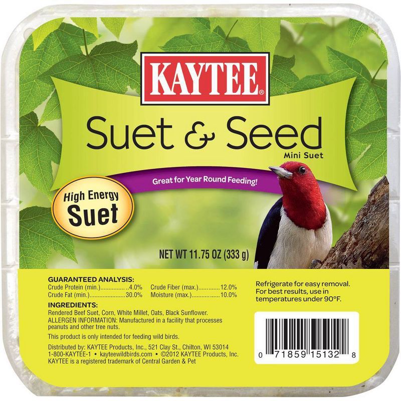 KAYTEE Suet and Seed Bird and Wildlife Food - 11.75oz - 12ct