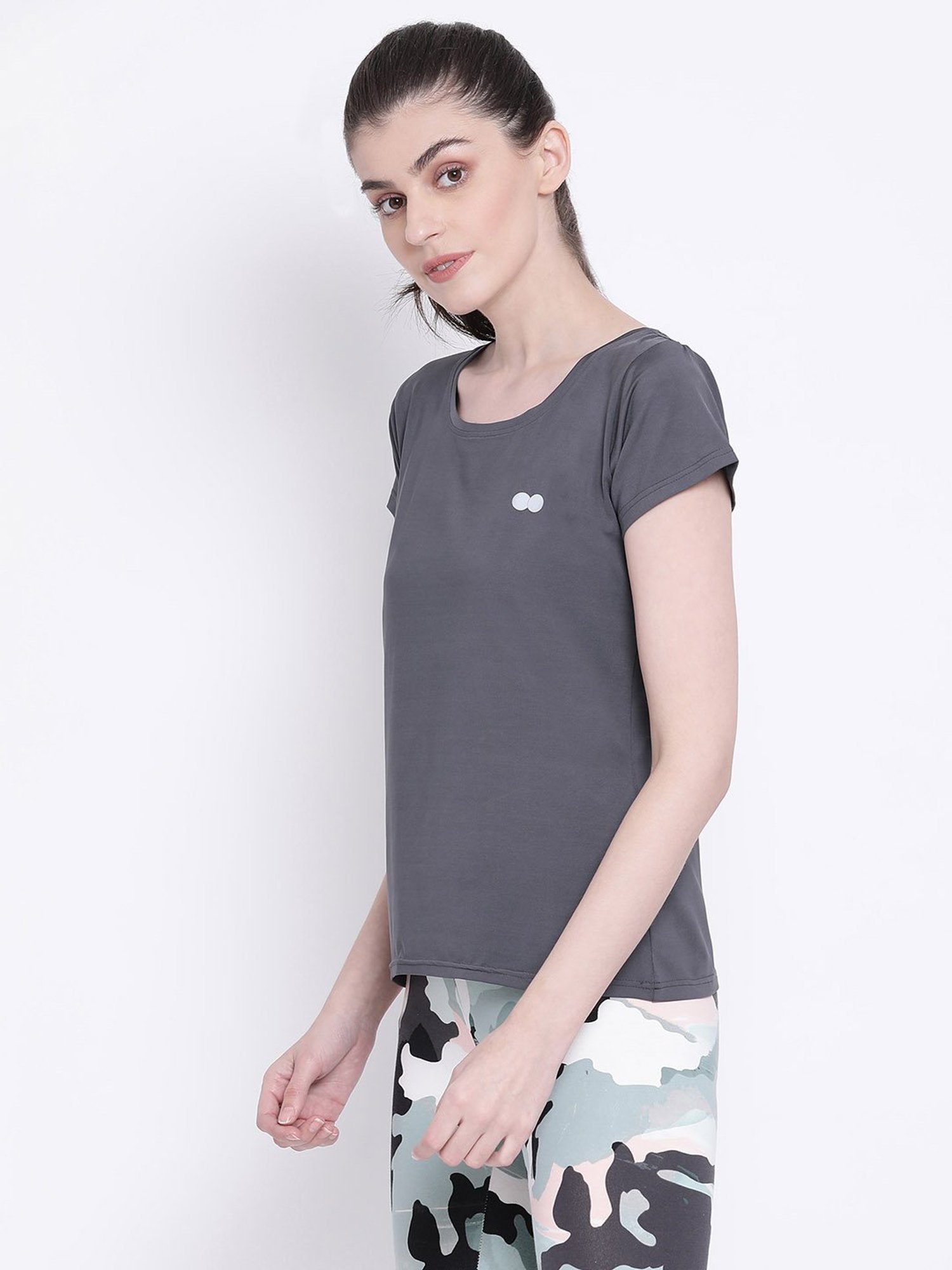 Clovia Grey Slim Fit T-Shirt