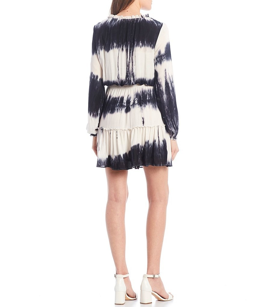 Allison & Kelly Long-Sleeve Tie-Dyed Tiered Hem Sheath Dress
