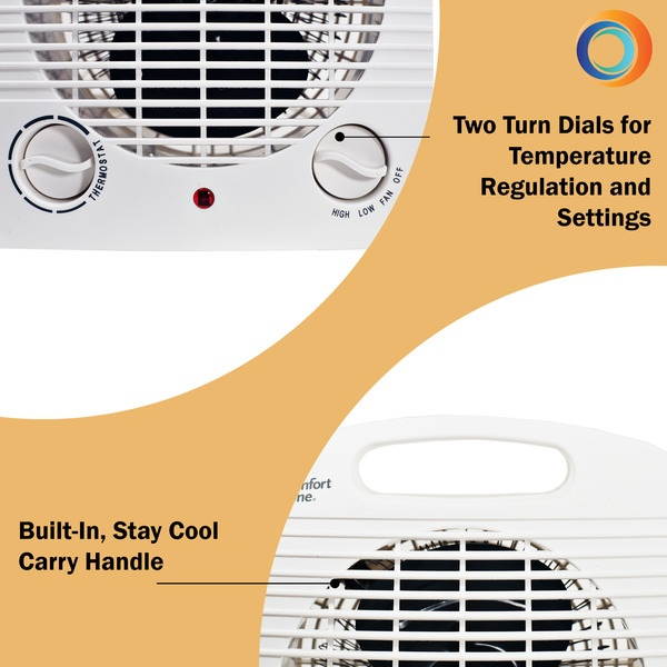 Comfort Zone CZ35 1500 Watt Portable Heater with Thermostat, White