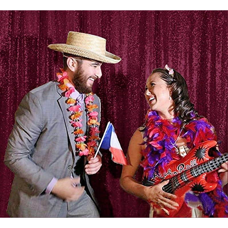 Sequin Backdrop 8FTx10FT Burgundy Glitter Backdrop Curtains Wine Bridal Shower Photo Booth Backdrop Set 190221S 8FTx10FT Wine