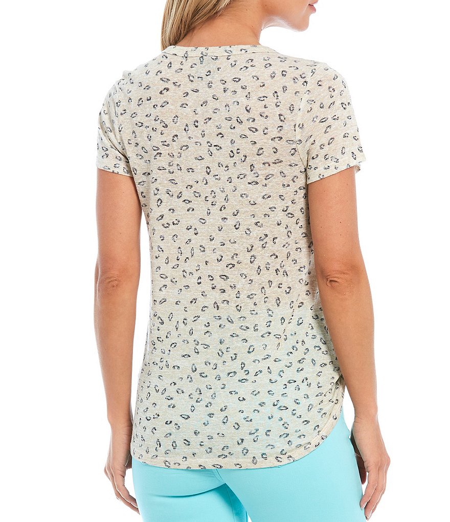 Bobeau Coffee Bean Print Crew Neck Side Tie Tee