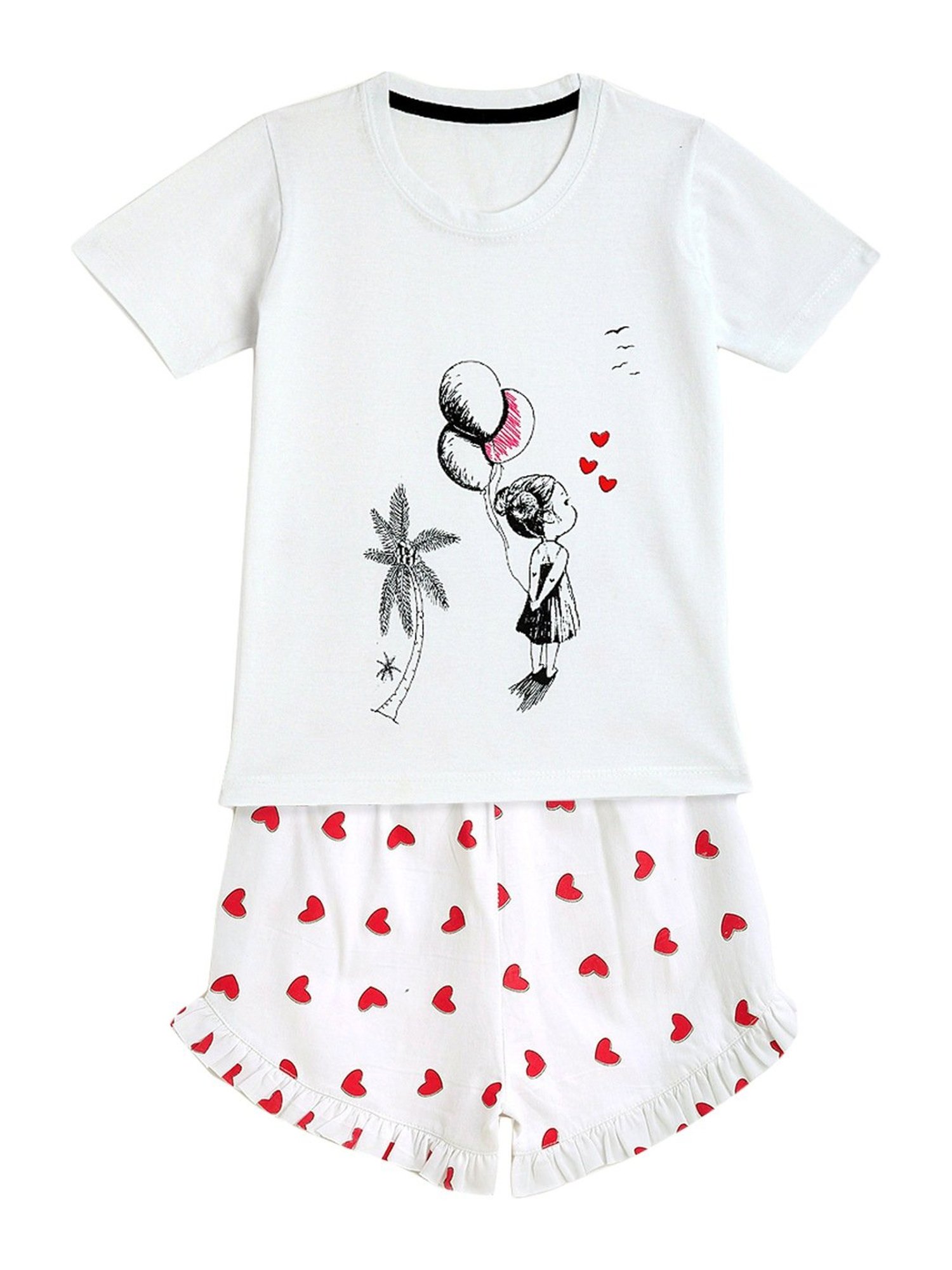 Kids Craft White Cotton Printed T-Shirt & Shorts