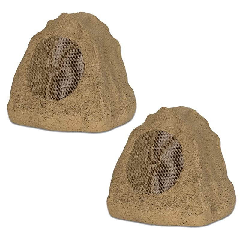 2R6S Outdoor Sandstone 65 Rock 2 Speaker Set for Deck Pool Spa Yard Garden