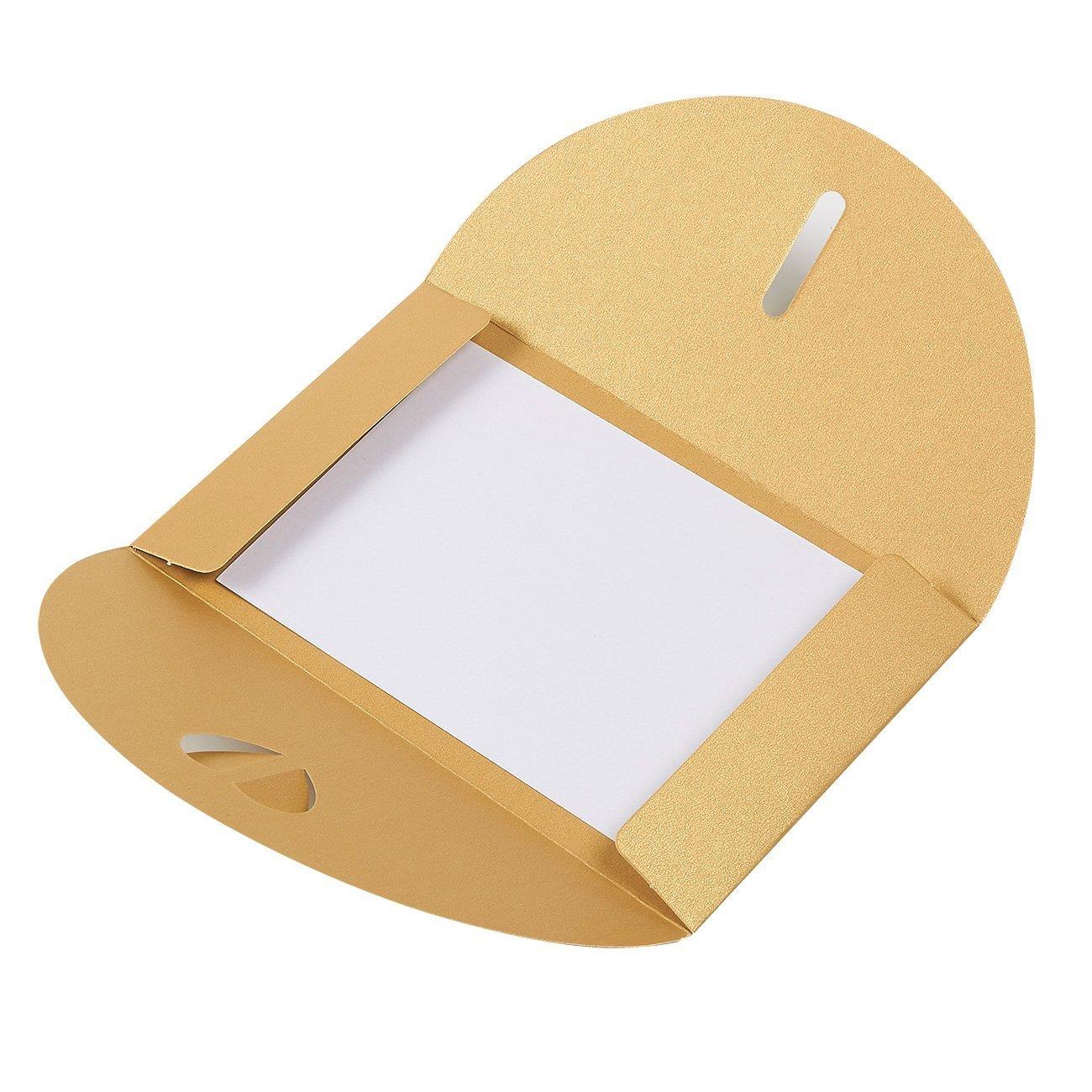 Gift Envelopes - 24 Pack Colorful Craft Photo Envelopes with Heart Clasps - Includes White Postcard Inside, Paper, Golden, 6.8 x 4.3 inches