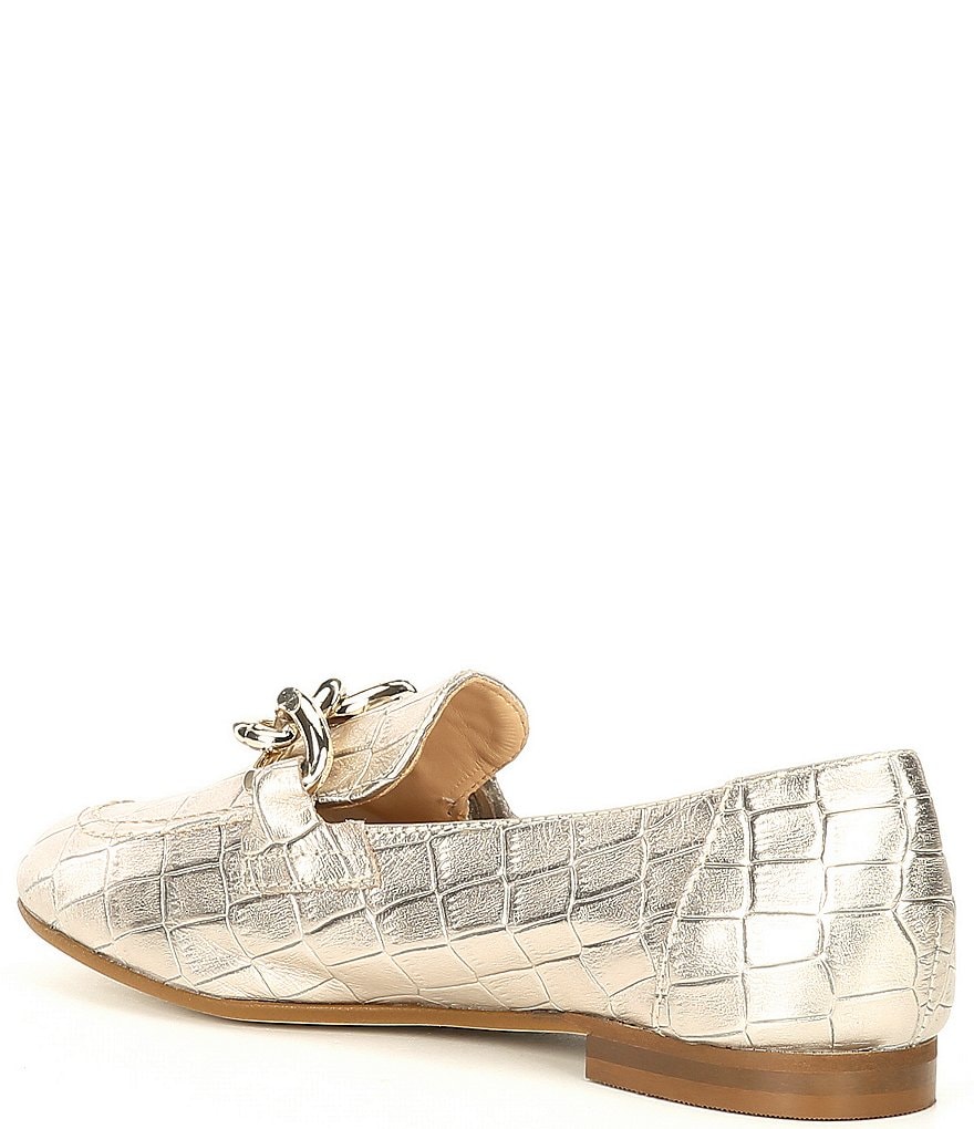Donald Pliner Balton Croc Embossed Metallic Leather Loafers