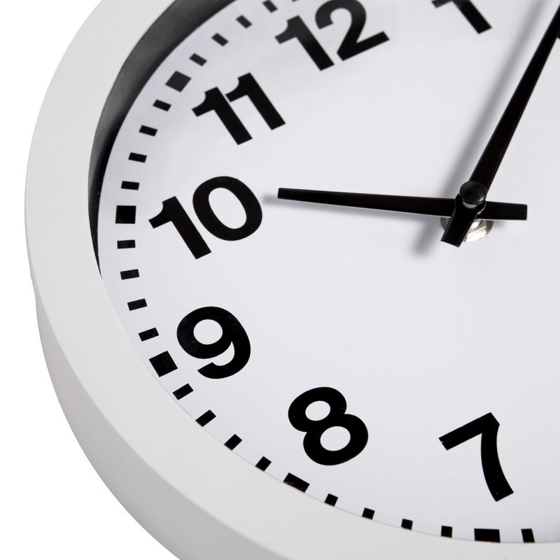 9" Round White Wall with Bold Numbers Wall Clock White - Patton Wall Decor