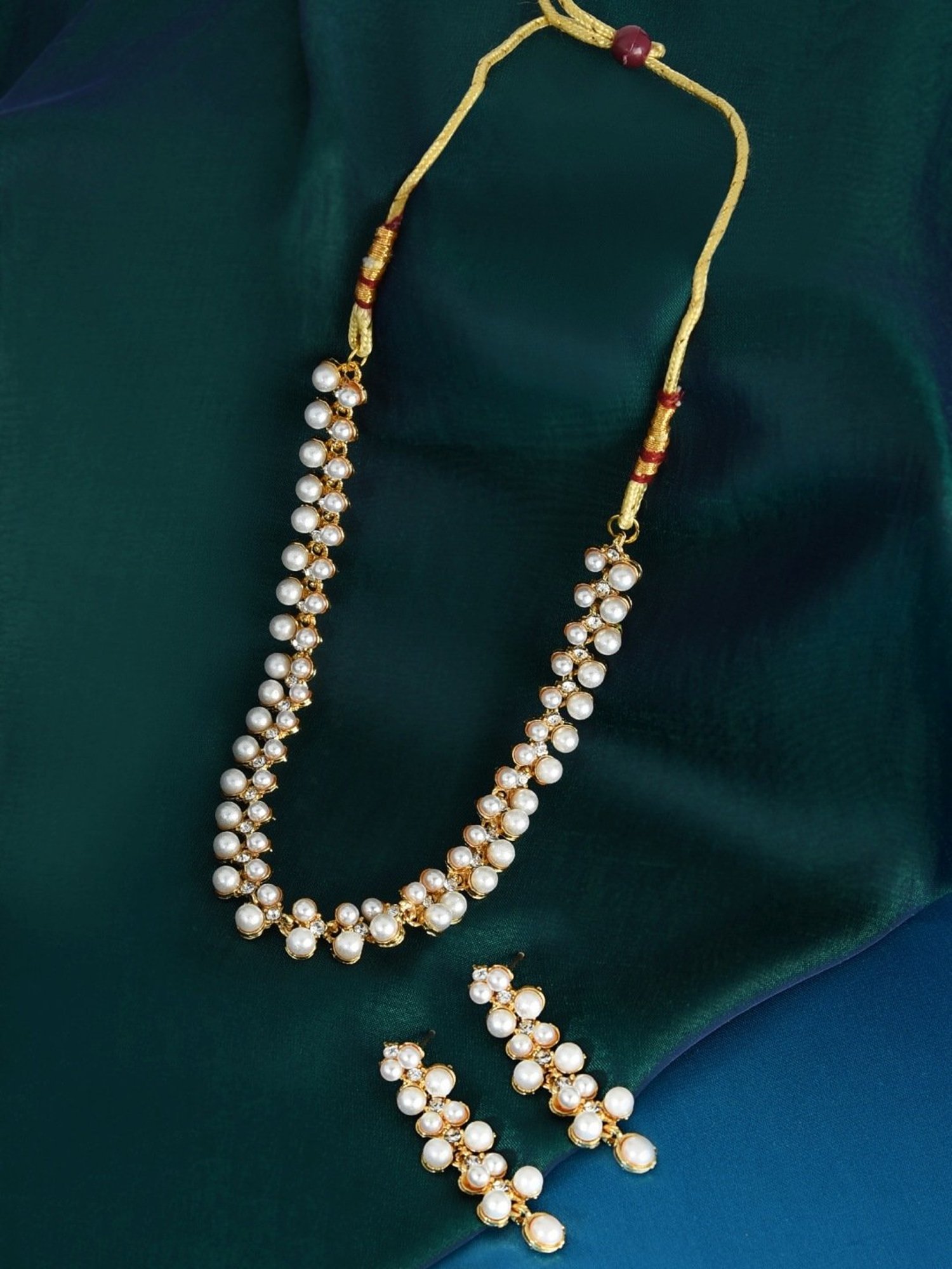 Zaveri Pearls Gold Tone Contemporary Look Pearls Choker Necklace & Earring Set-ZPFK9439