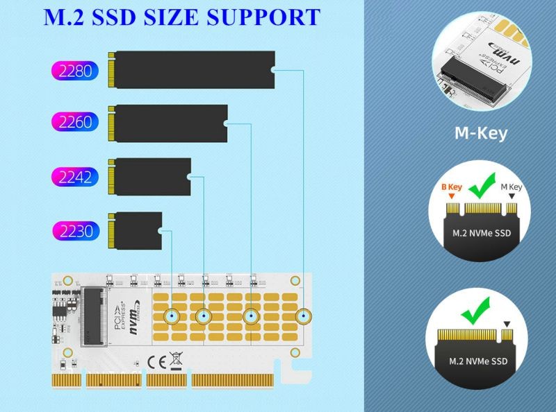 MAIWO M.2 expansion card KT058A  NVMe SSD  to PCIe 3.0 X16/X8/X4 adapter M Key Converter Card Support 2230 2242 2260 2280,Compatible with Windows 7/8/10 & Linux ,BTC accessories