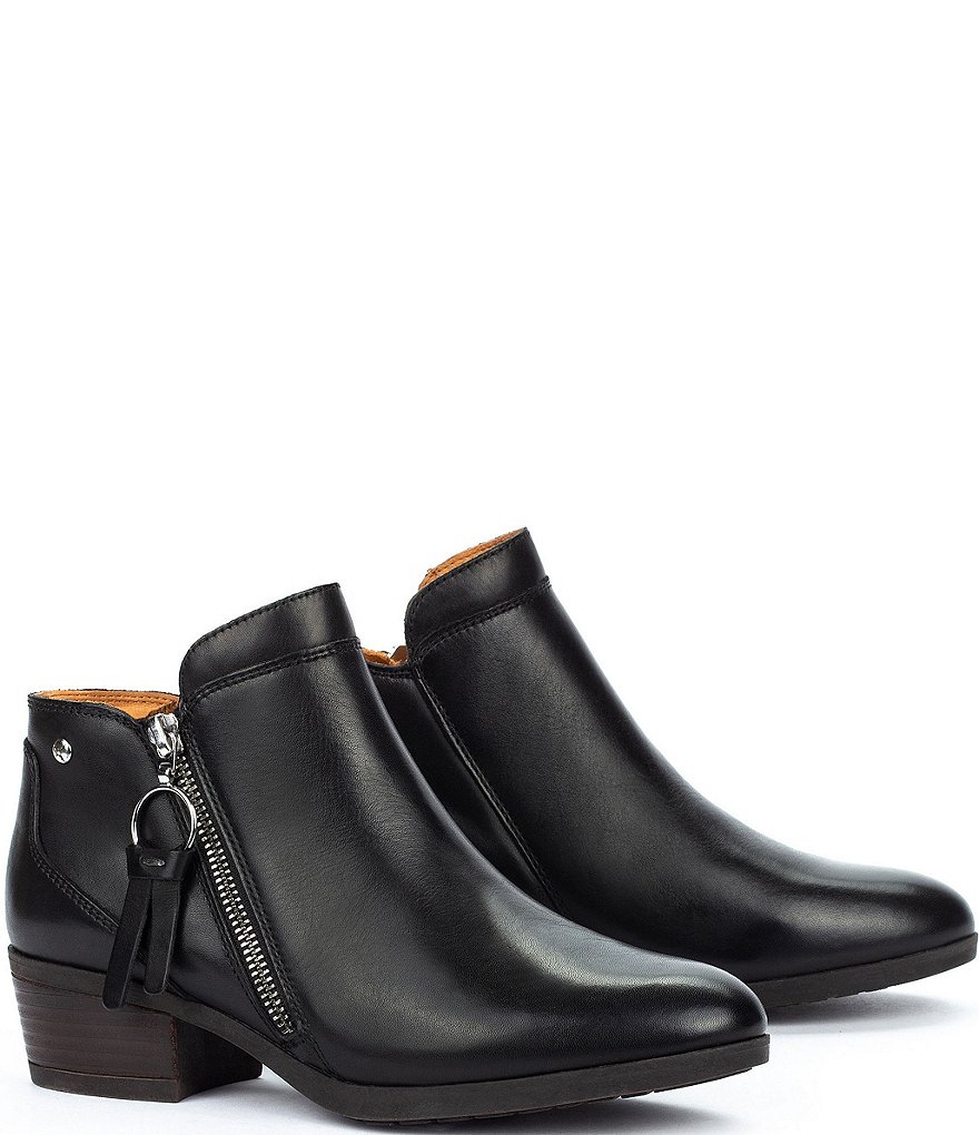 Pikolinos Daroca Side Zip Leather Block Heel Booties