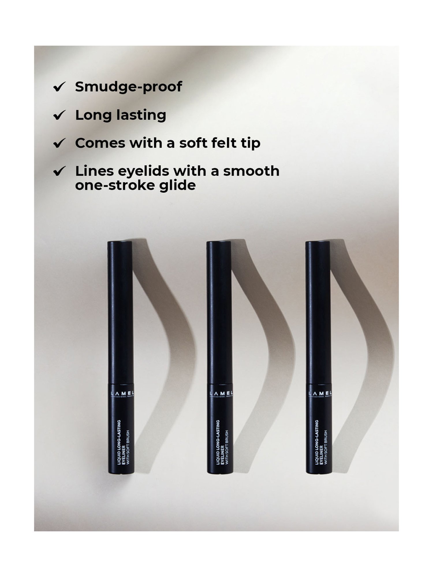 Lamel Professional Liquid Long-Lasting Eyeliner with Soft Brush 101 Black - 3.5 gm