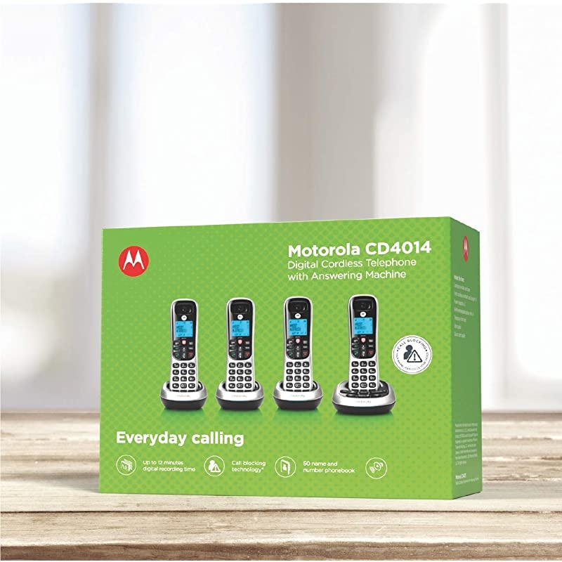 CD4014 DECT 60 Cordless Phone with Answering Machine and Call Block SilverBlack 4 Handsets