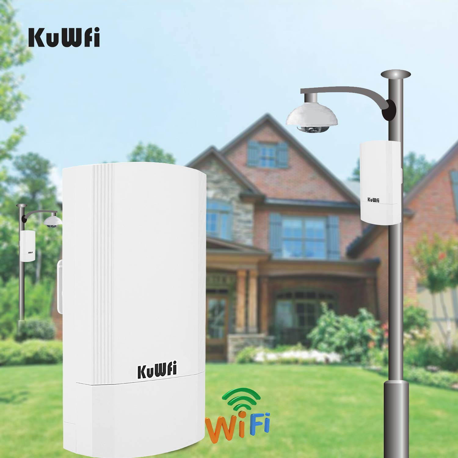 KuWFi 2-Pack Wireless Long Range WiFi Bridge 5.8G 900Mbps Point to Point Access Point Indoor/Outdoor AP CPE Kit Supports 2-3KM Anti-Interference for PTP/PTMP