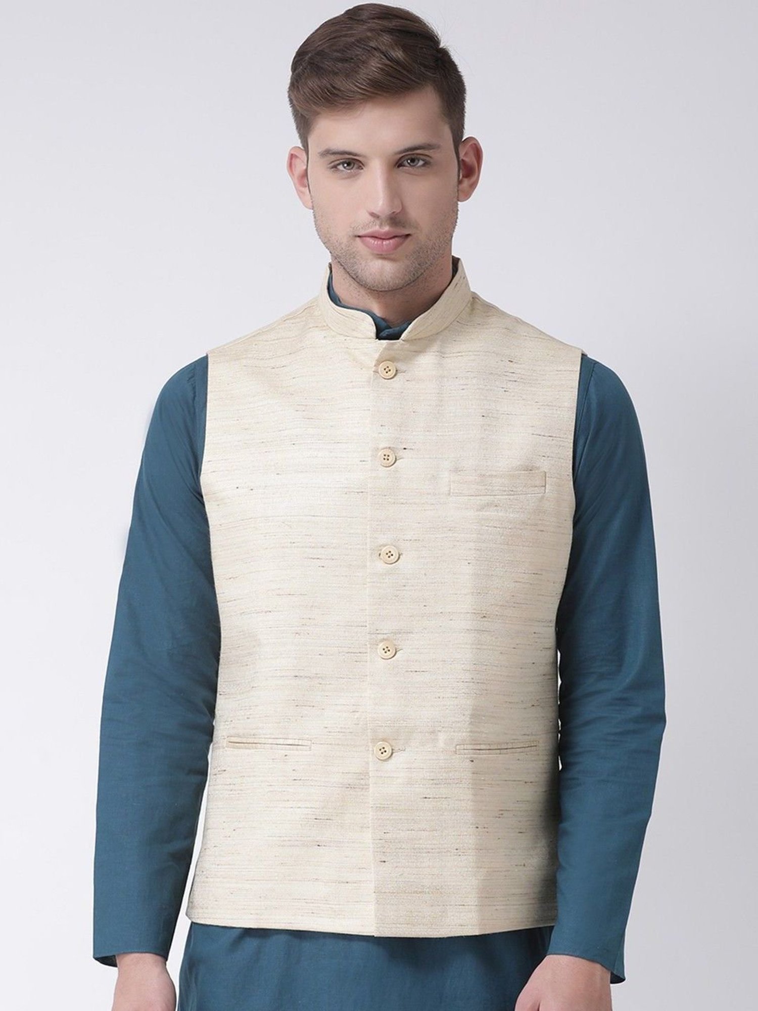 TABARD Beige Regular Texture Nehru Jacket