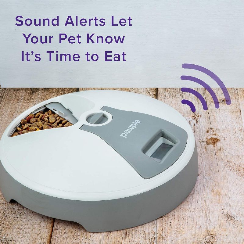 Pawple Automatic Pet Feeder, 6 Meal Food Dispenser for Small Animals with Programmable Digital Timer