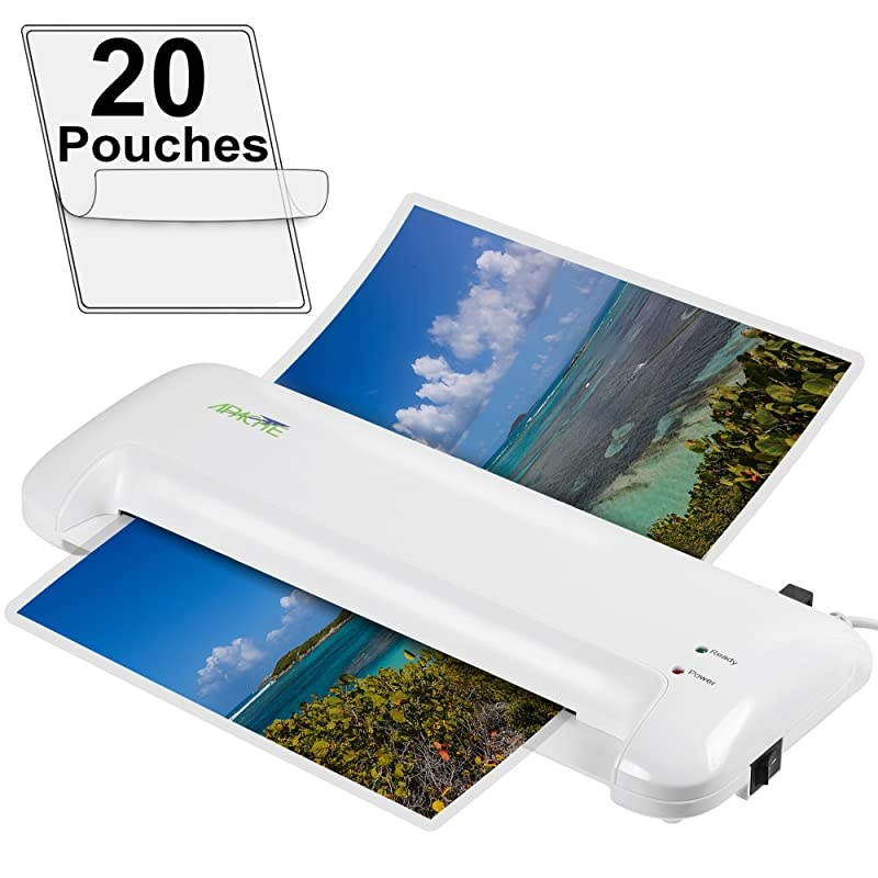 AL9 9" Thermal Laminator and 20 Laminator Pouches (White)