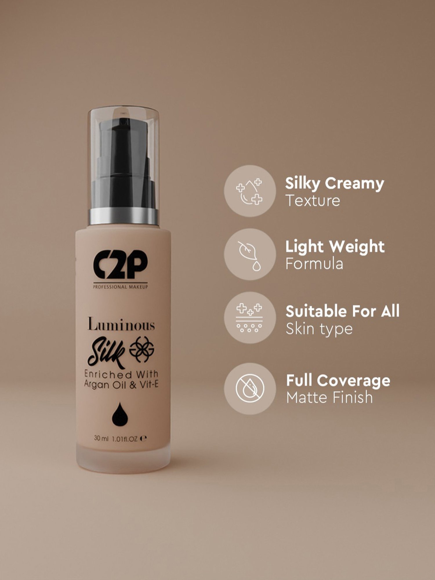 C2P PROFESSIONAL MAKEUP Luminous Silk Foundation Light 04 - 30 ml