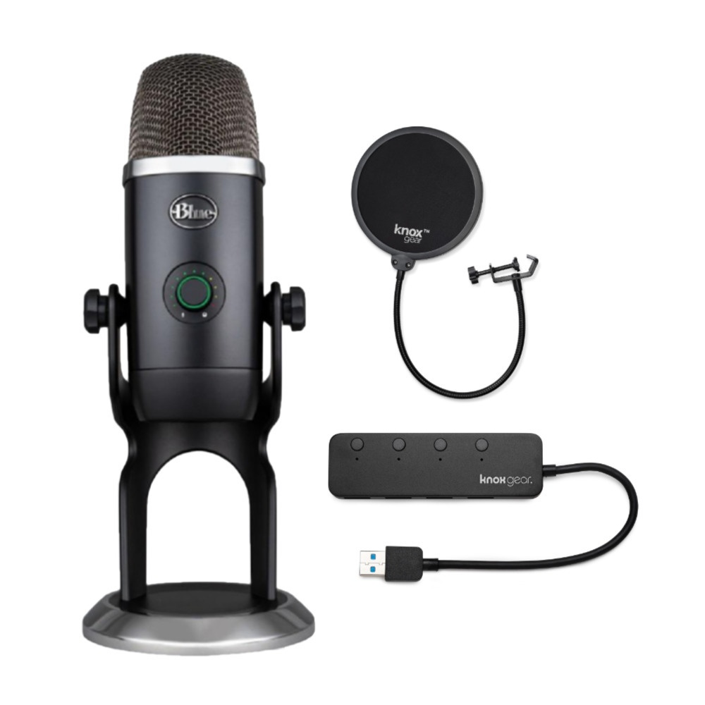 Blue Microphones Yeti X USB Mic Bundle with Knox Pop Filter and 4-Port USB Hub