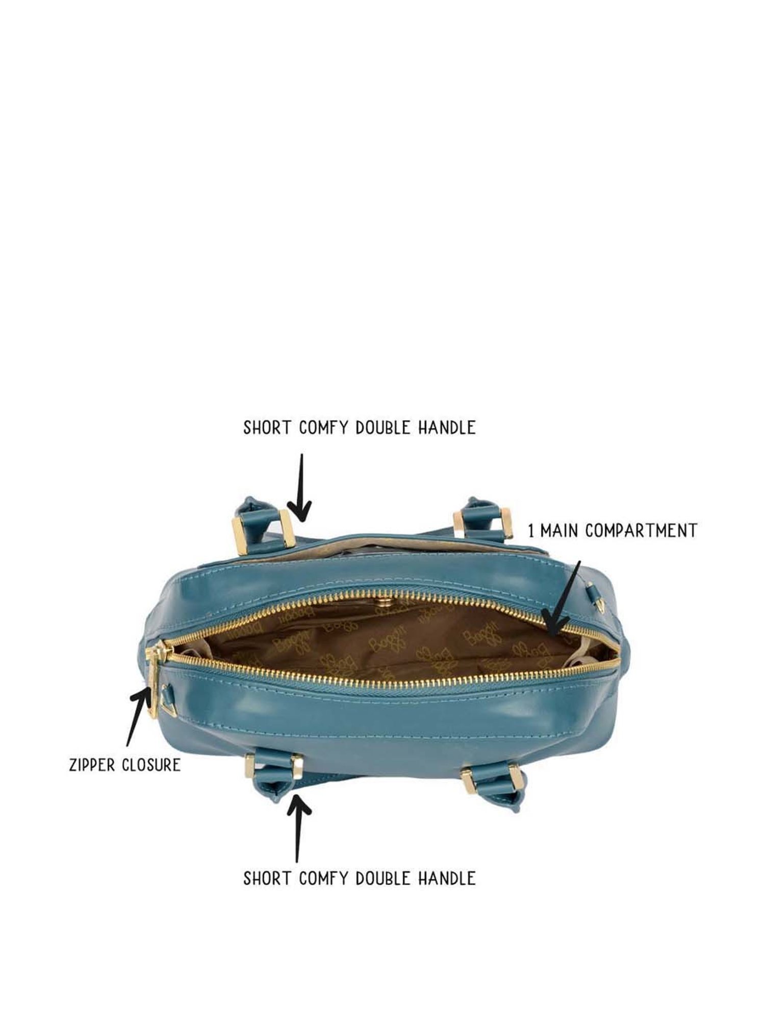 Baggit Blue Solid Medium Bowler Bag