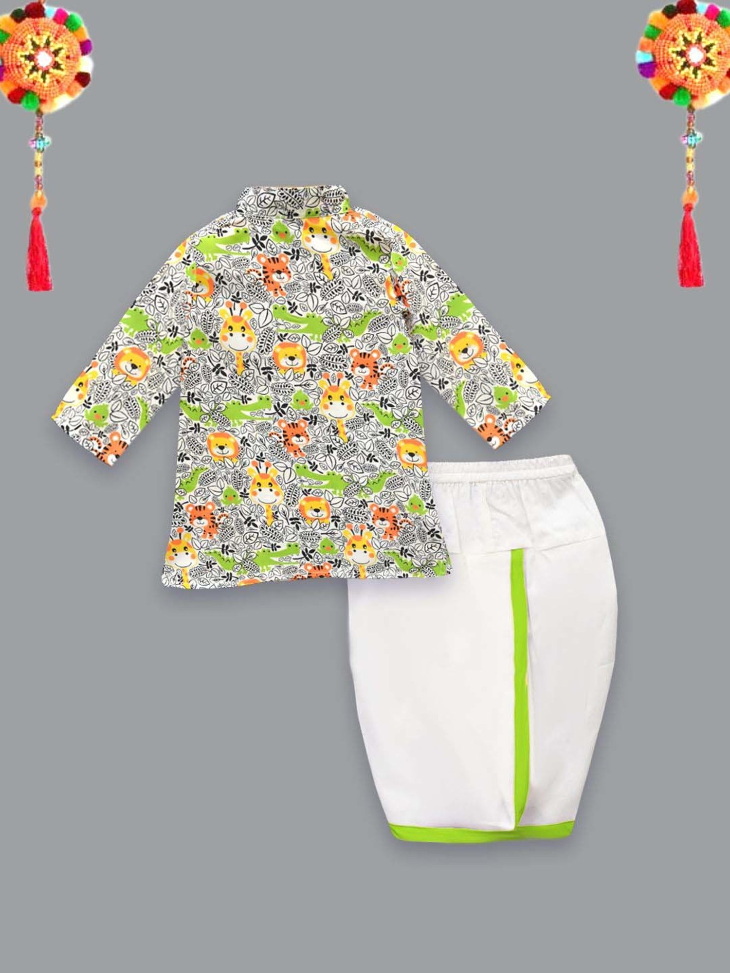 A.T.U.N. Boys Multicolor Printed Full Sleeves Kurta Set