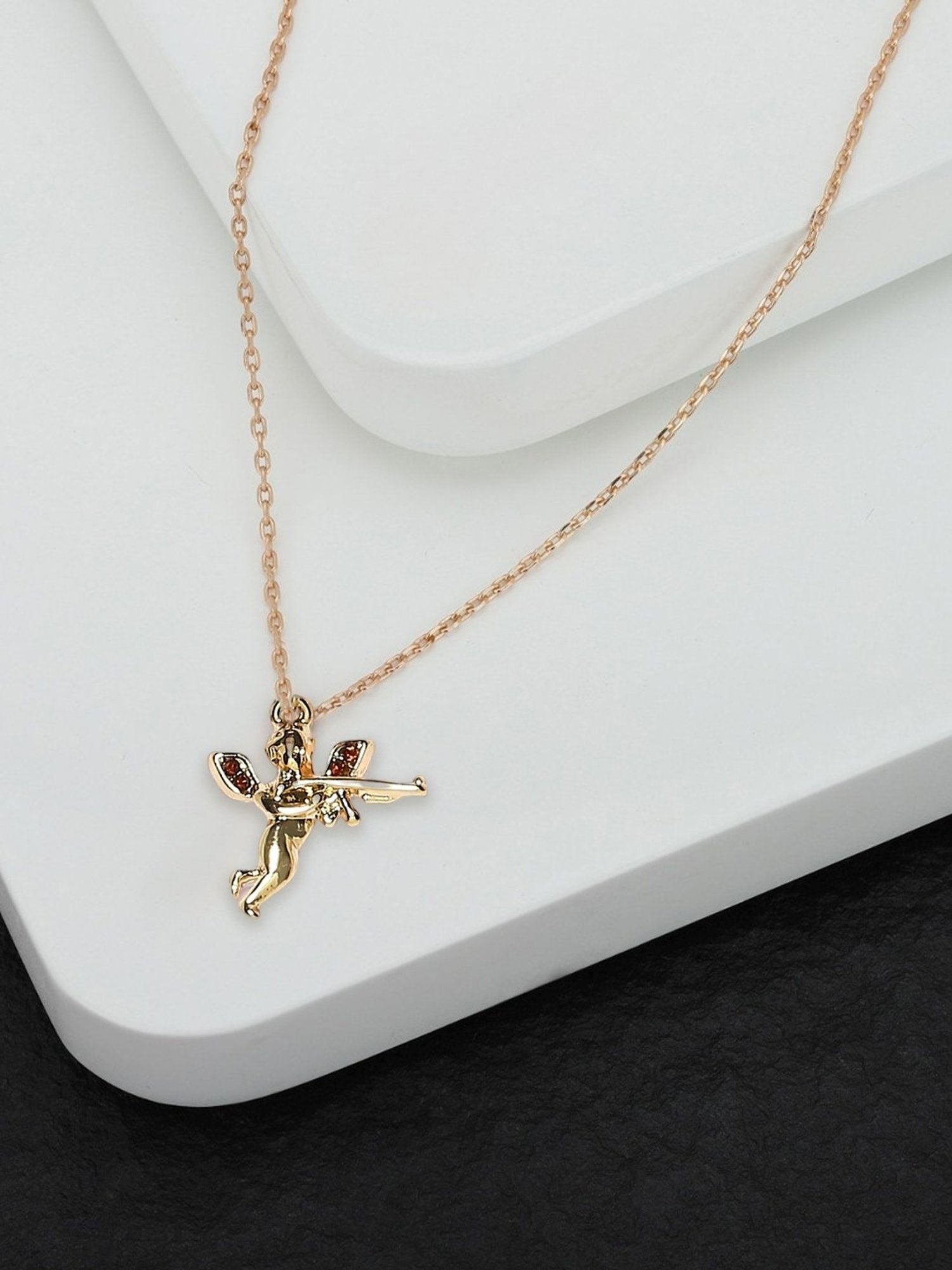 OOMPH Love Angel Charm Delicate Gold-Tone Fashion Stylish Latest Anklet for Women