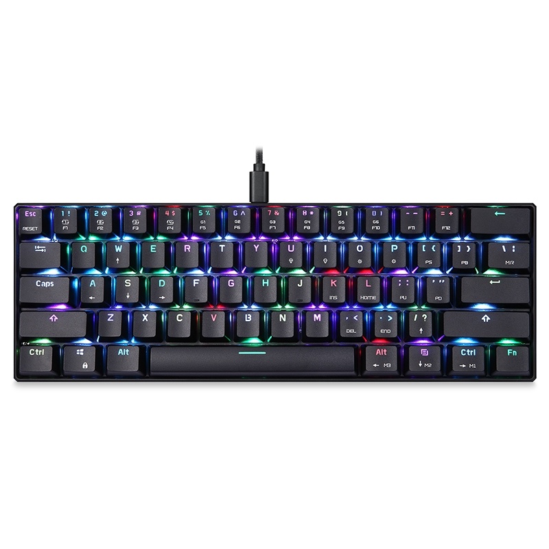 MOTOSPEED CK61 61 Keys Wired Mechanical Keyboard RGB Backlight with 14 Lighting Effects, Cable Length: 1.5m, Colour: Red Shaft
