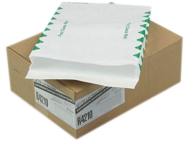 SURVIVOR R4210 Tyvek Expansion Mailer, First Class, 10 x 13 x 1 1/2, White, 18lb, 100/Carton