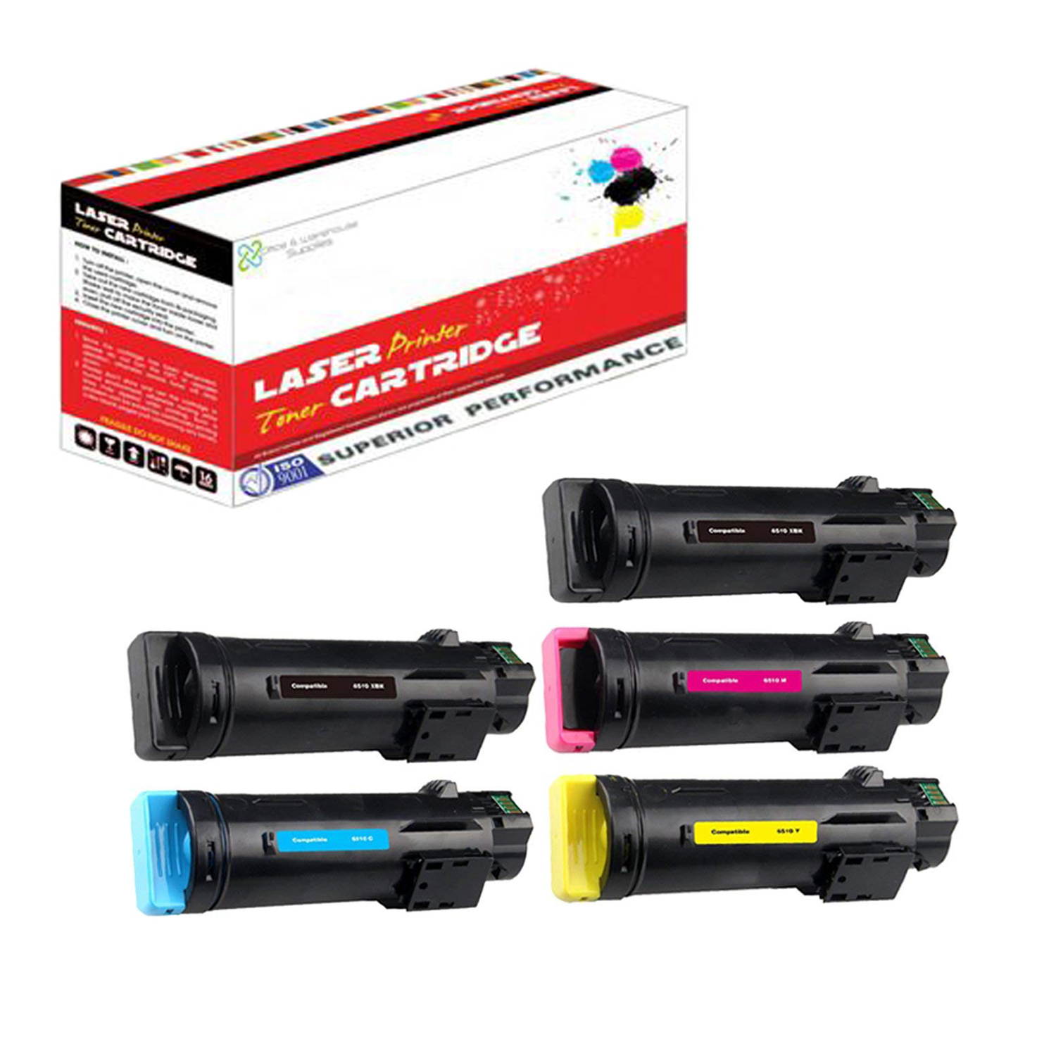 OWS&reg; Compatible 5PK Xerox 106R03480 106R03690 106R03691 106R03692 Extra High Yield Toner Cartridge for Xerox Phaser 6510 6510n 6510dn WorkCentre 6515