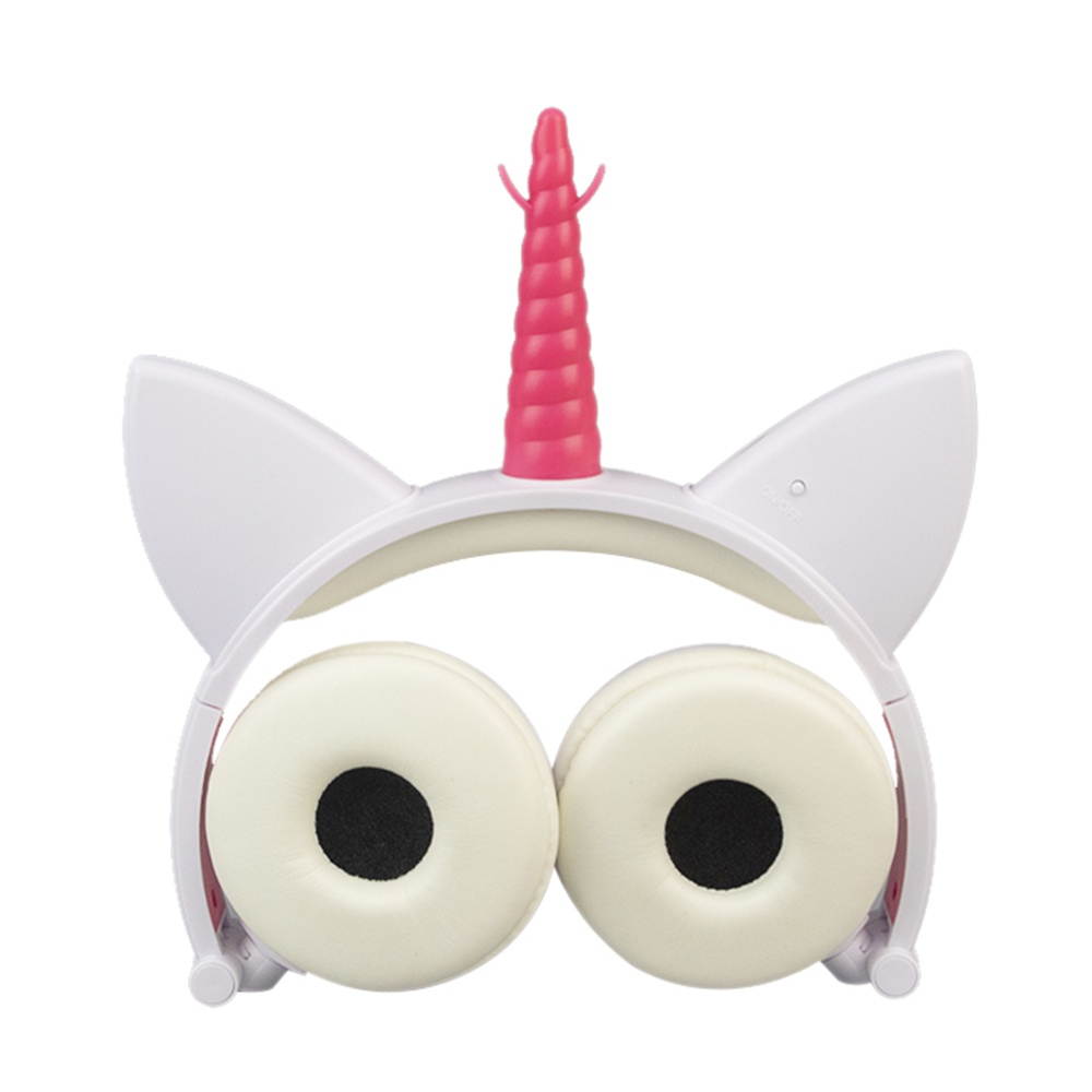 LX-UR107 Foldable Cat Ear Headphone Flashing LED Lights for PC Laptop 3.5mm AUX Rechargeable Over-ear Headset Adjustable Headband Kids Earphone