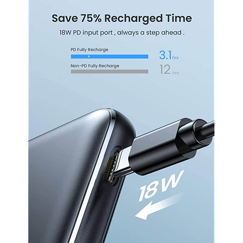 Portable Charger One of The Smallest 10000mAh 3A PD 30 Power Bank QC 30  18W Fast Charge Phone Battery Pack TriOutputLED Display Phone Charger Compatible iPhone 12 iPad Samsung Galaxy