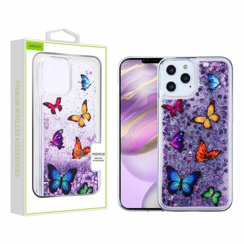 For  iPhone 12 Pro Max 6.7 in Purple Butterfly Dancing Hard Hybrid Case