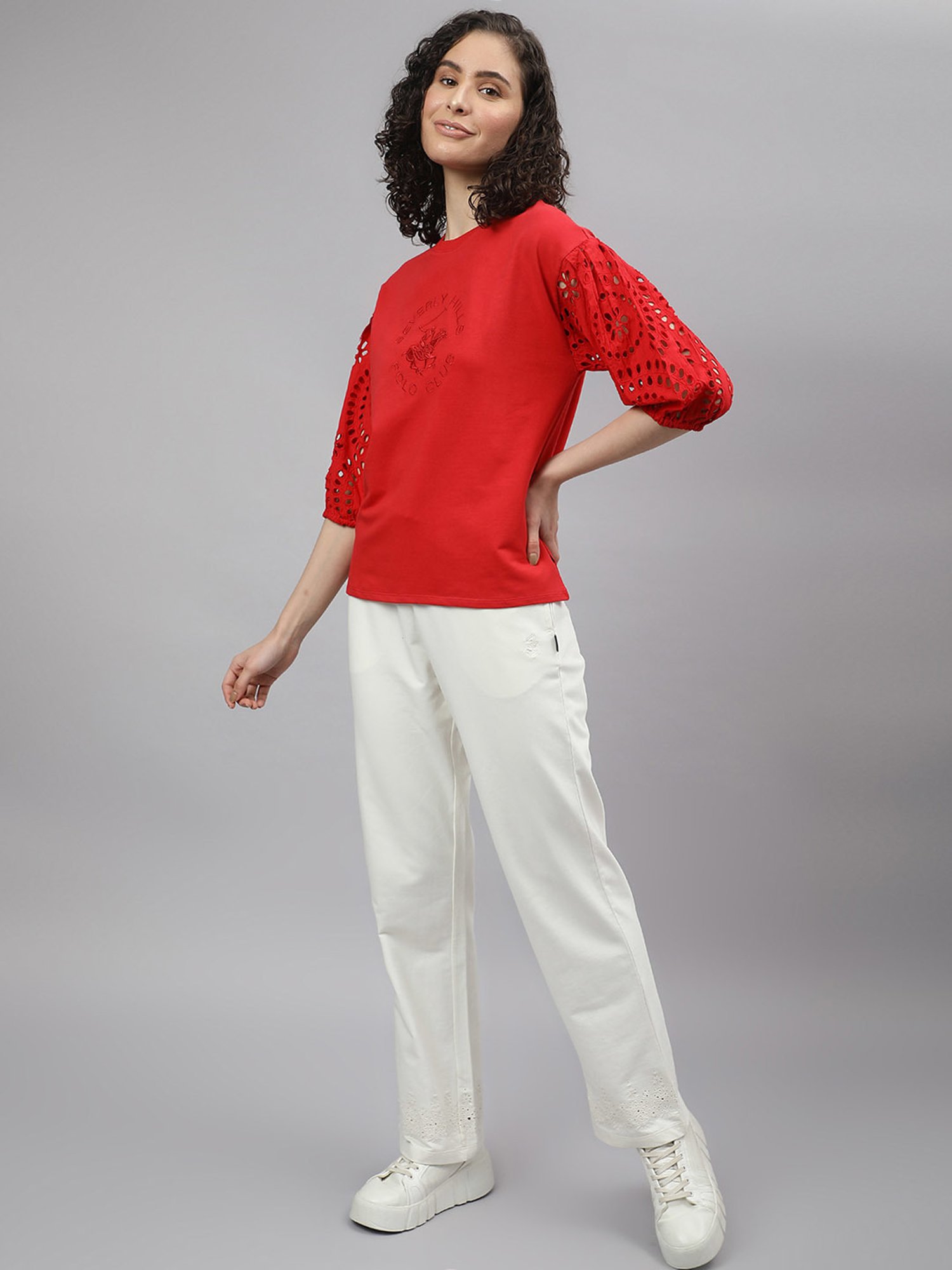 Beverly Hills Polo Club Red Self Pattern Pullover